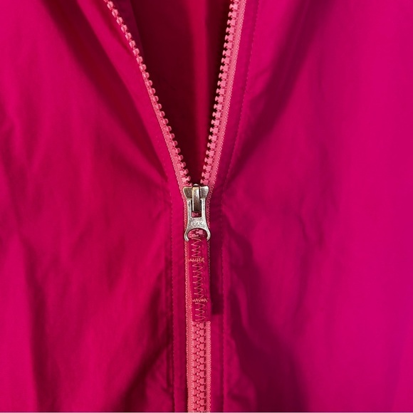 Lands' End Bright Pink Windbreaker Lightweight Zip Jacket With Velcro Pockets - Picture 9 of 14